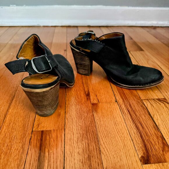 Lucky Brand Emery Black Leather Slingback Heels Mule Booties - Picture 2 of 4